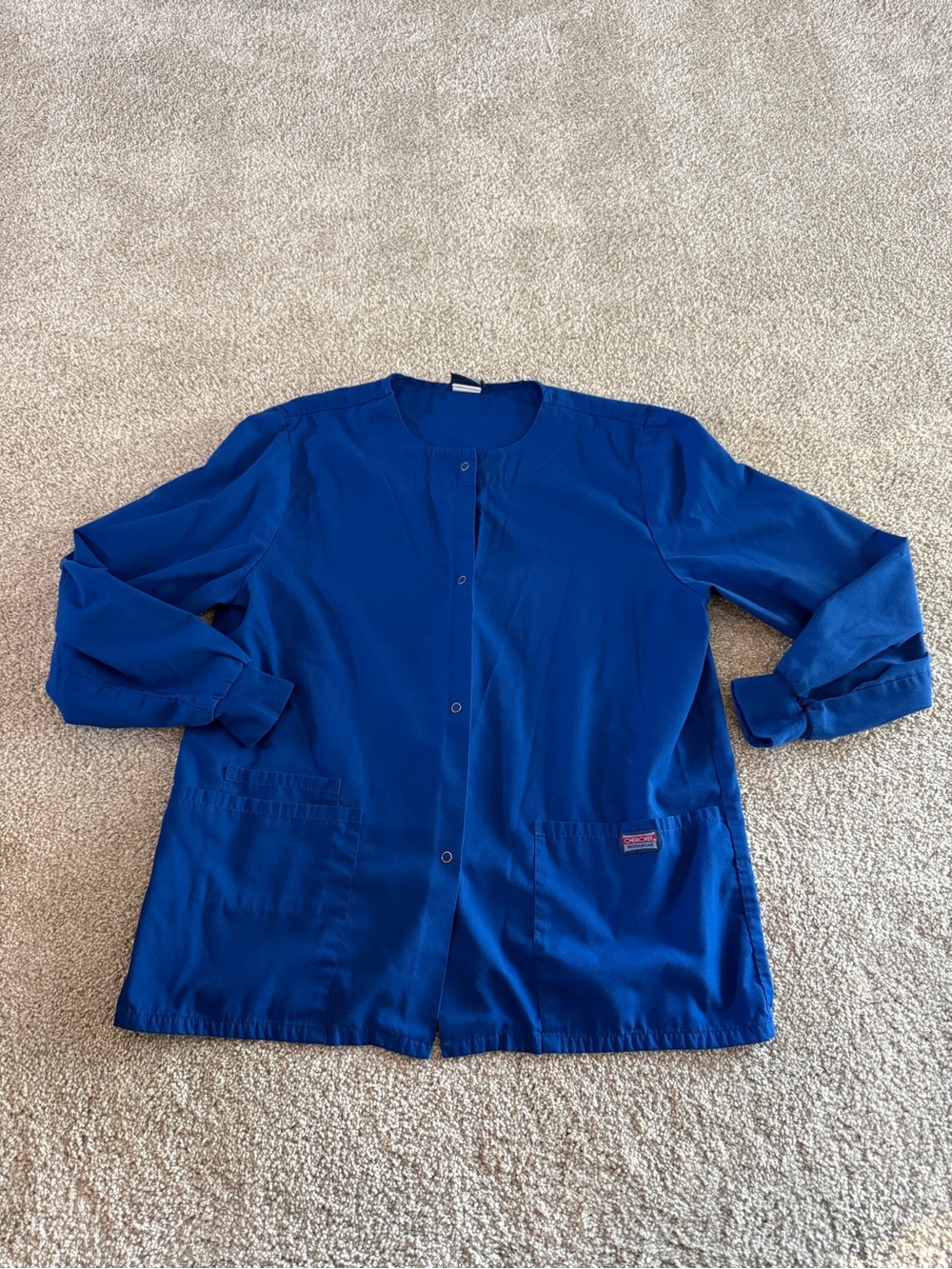 Cherokee Workwear Snap Front Scrub Jacket in Galaxy size S